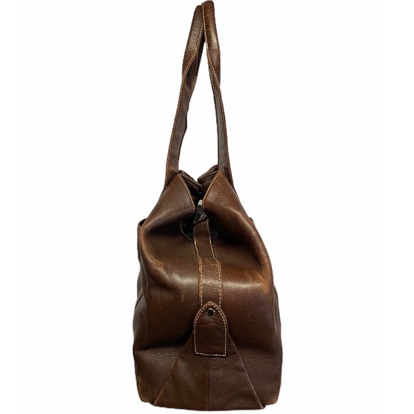 FOSSIL VINTAGE Large Brown Distressed Leather Tote - Picture 3 of 15